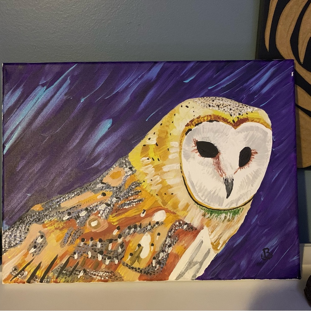 Golden Owl | Original Acrylic on Canvas